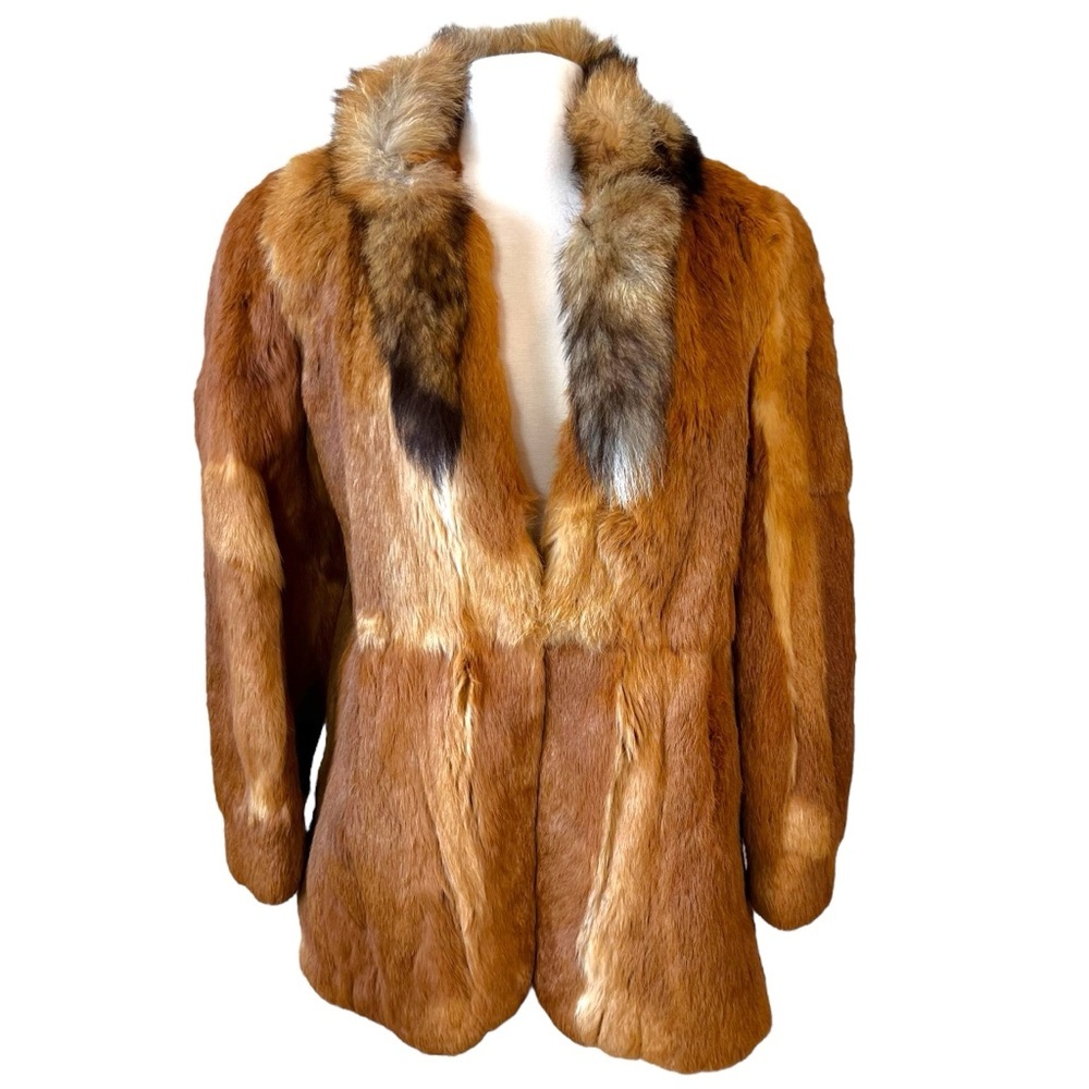 Vintage Red Fox Fur Jacket with fox tails neck